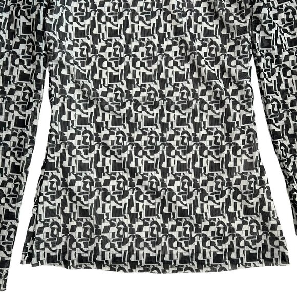 Baum und Pferdgarten Women's Jodi Geometric Mock Neck Mesh Top‎ Black White XS - Picture 4 of 11